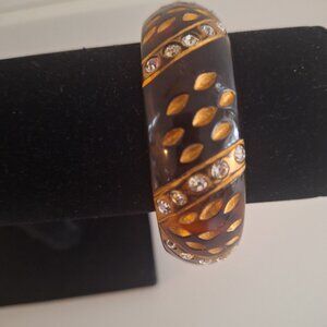Rhinestone Root Beer Lucite  Bracelet